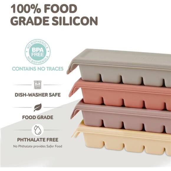 Silicone Ice Cube Tray 12 Section Airtight Baby Food Freezer Breastmilk Storage - Picture 3 of 7